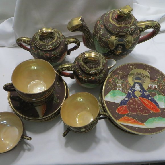 Satsuma Moriage 20 PC Tea Set Japanese Dragonware - Picture 8 of 8